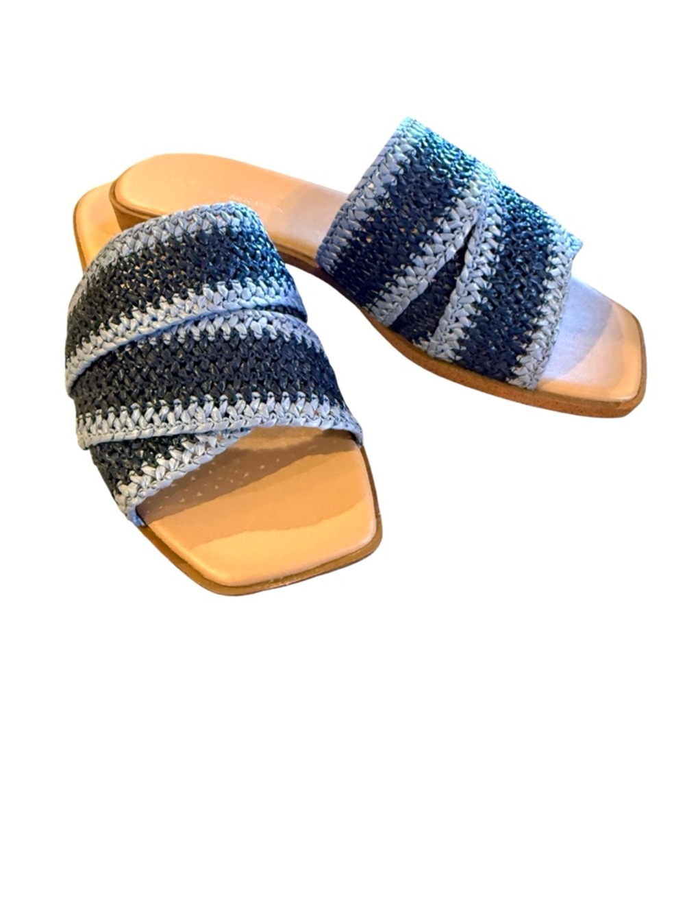 BCBGeneration Blue Two-Tone Braided Slide Sandals Size 7.5 Women's New NIB